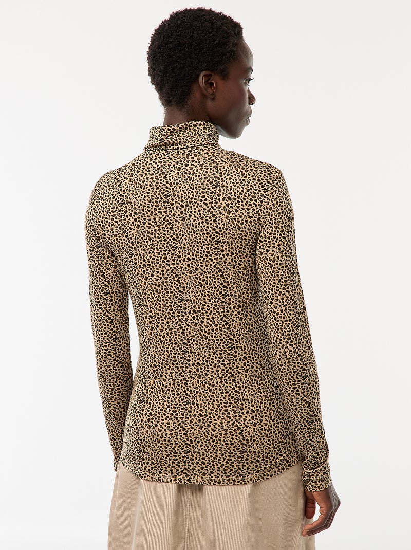 Roll-neck Long-Sleeved Top Beige - Kiabi