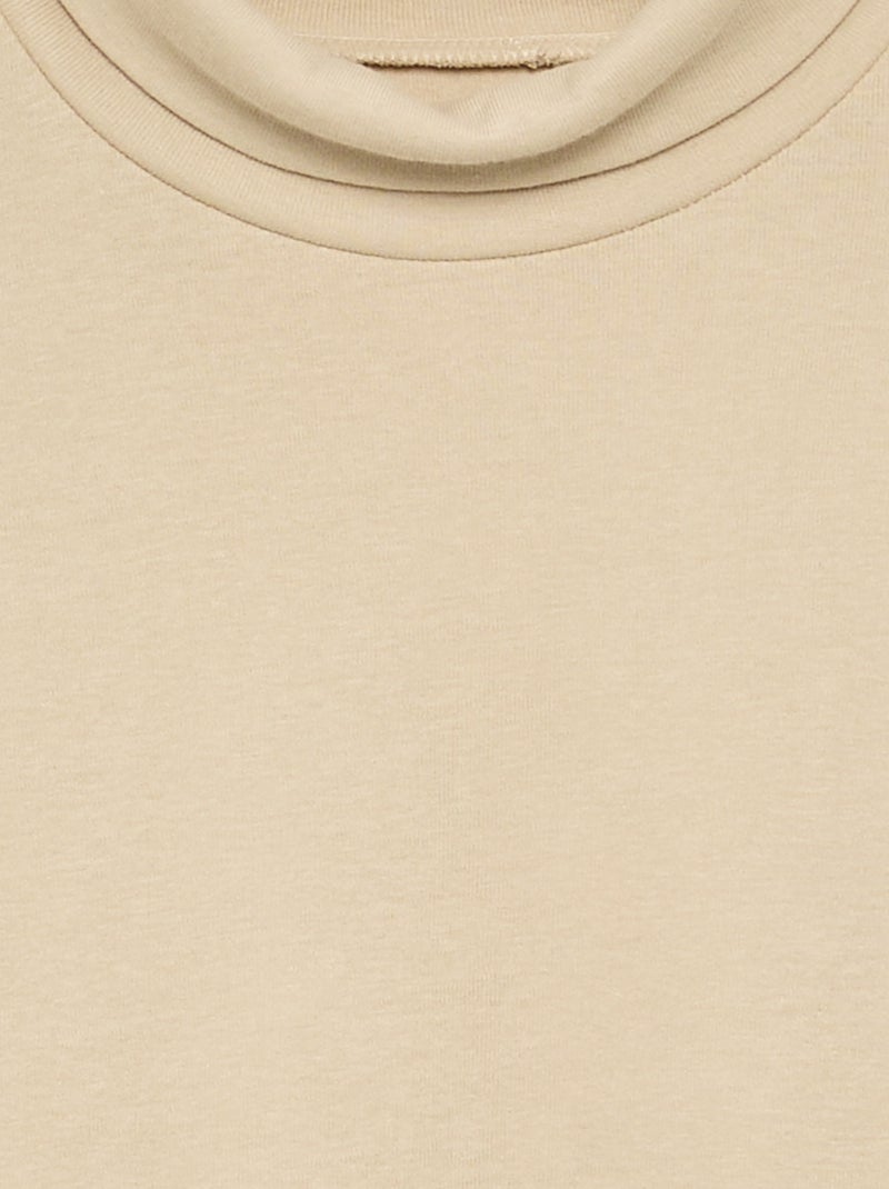 Rollkragenshirt aus Rippstrick Beige - Kiabi