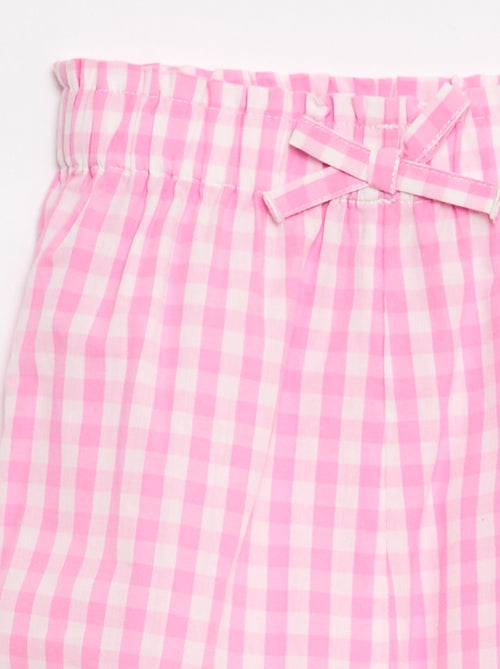 Rosa Vichy-Hose aus Baumwollpopeline - Kiabi