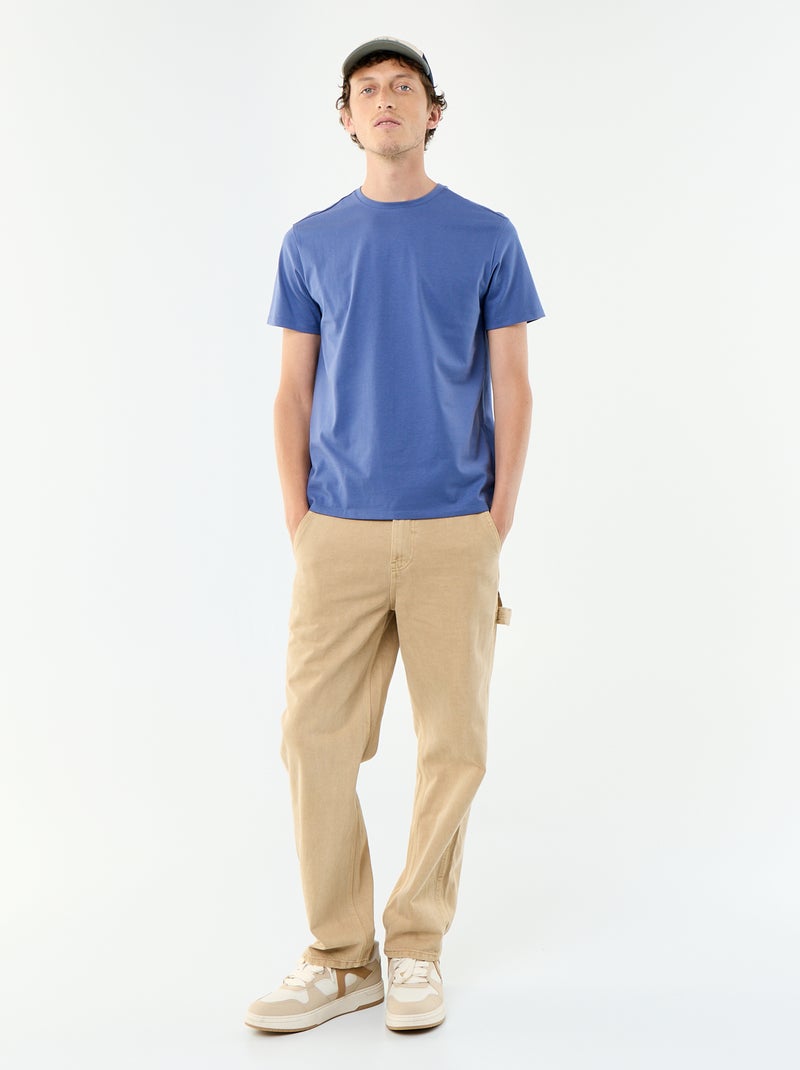 Round Neck Cotton T-Shirt - Tough Cotton™ Blue - Kiabi