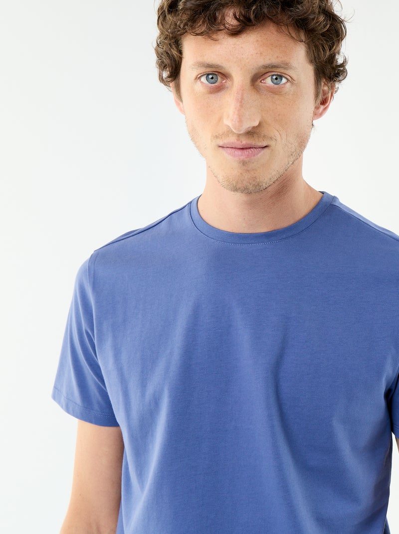 Round Neck Cotton T-Shirt - Tough Cotton™ Blue - Kiabi