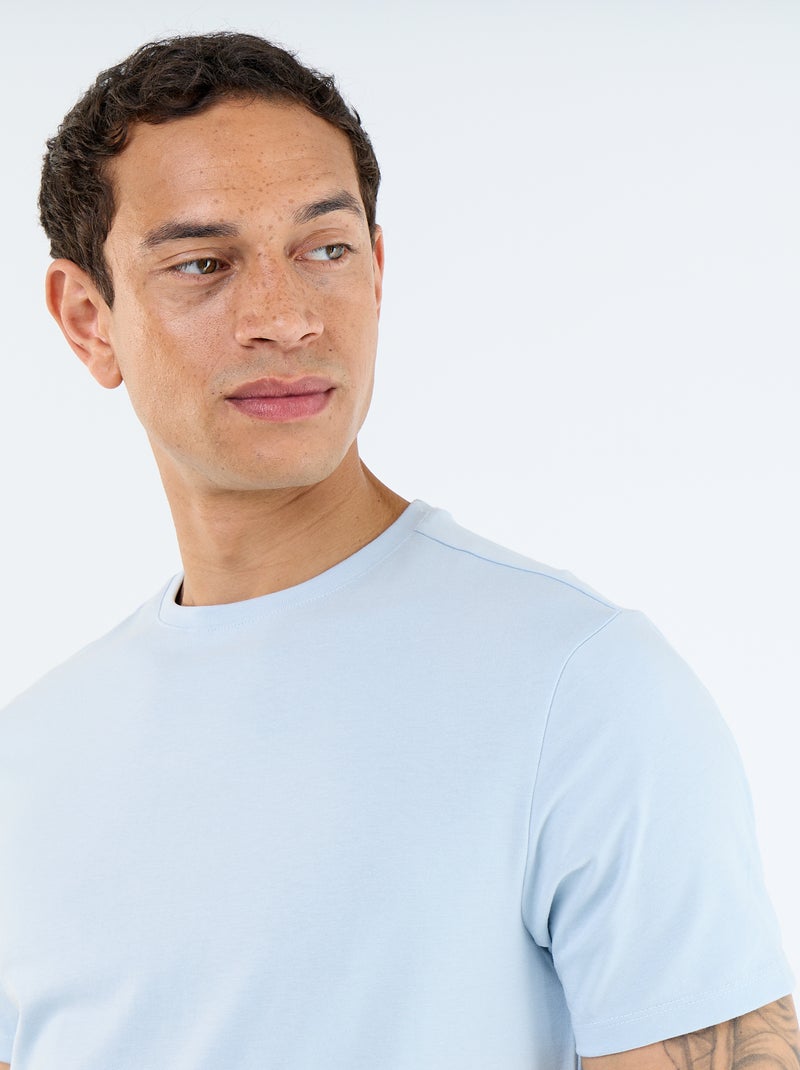 Round Neck Cotton T-Shirt - Tough Cotton™ Blue - Kiabi