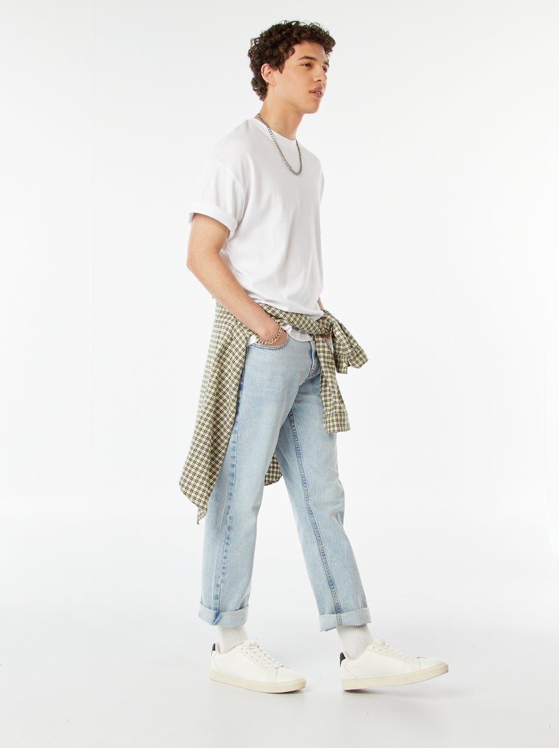 Round Neck Cotton T-Shirt white - Kiabi
