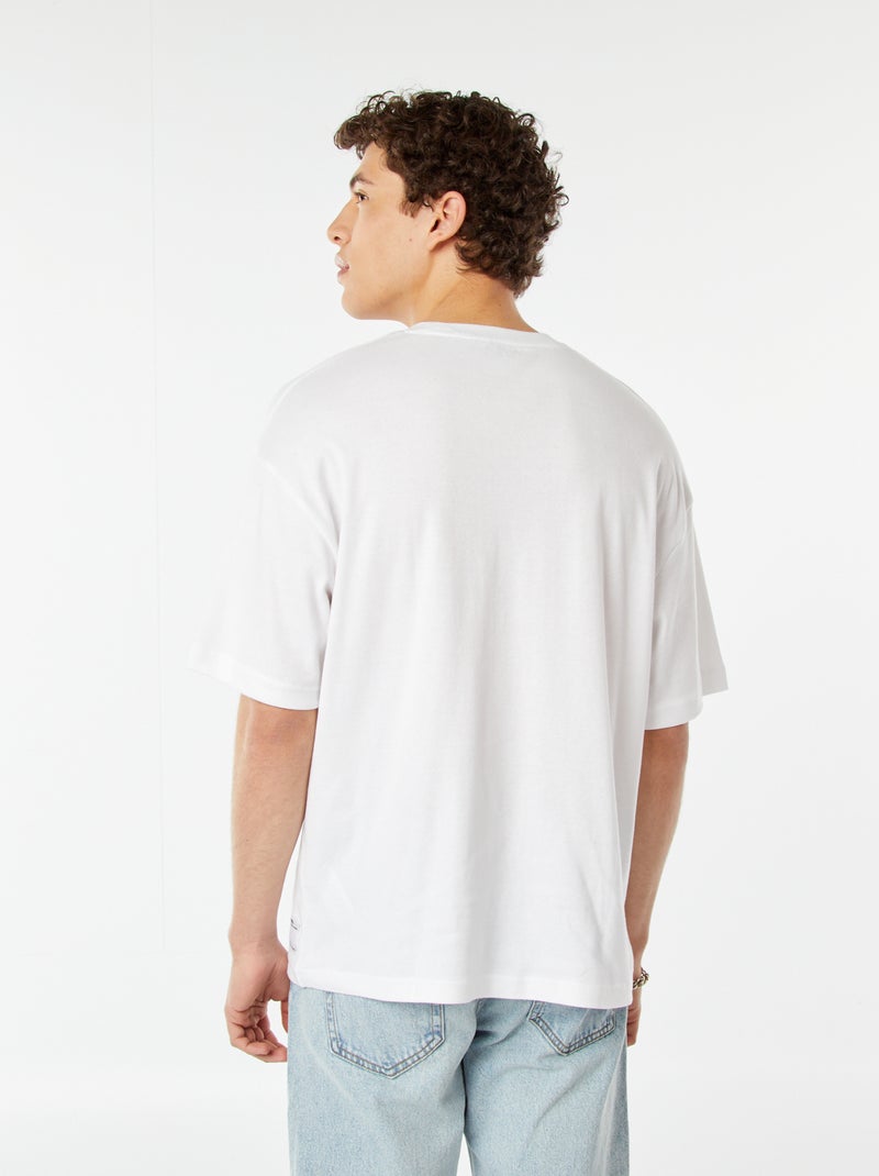 Round Neck Cotton T-Shirt white - Kiabi