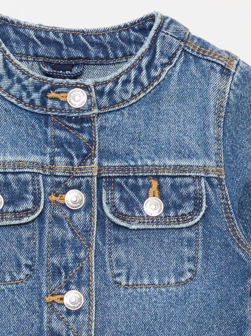Round Neck Denim Jacket Blue - Kiabi