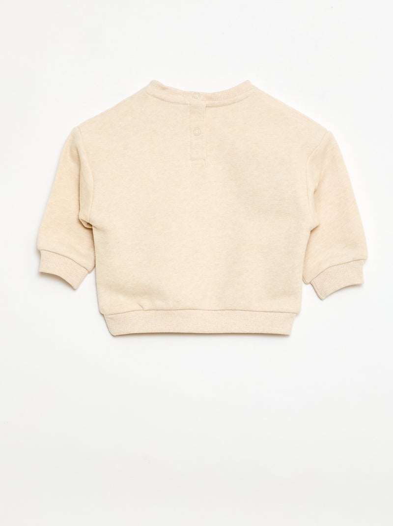 Round Neck Sweatshirt with Animated Pocket Beige - Kiabi