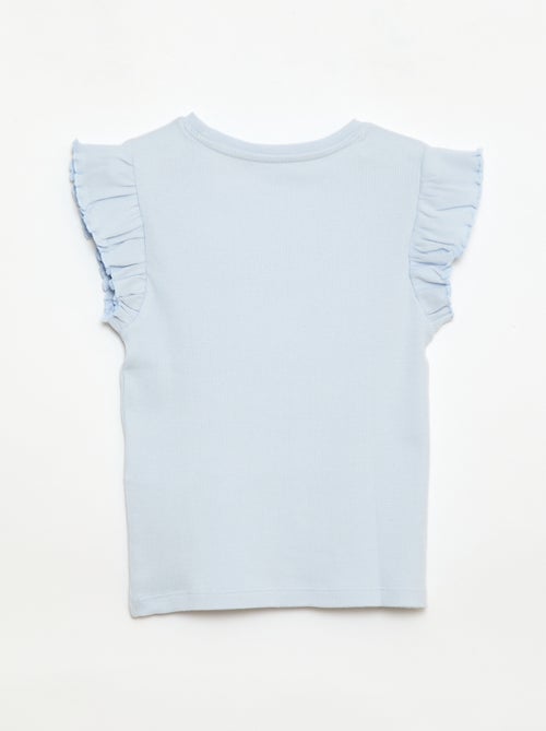 Ruffle-sleeved ribbed T-shirt - Kiabi