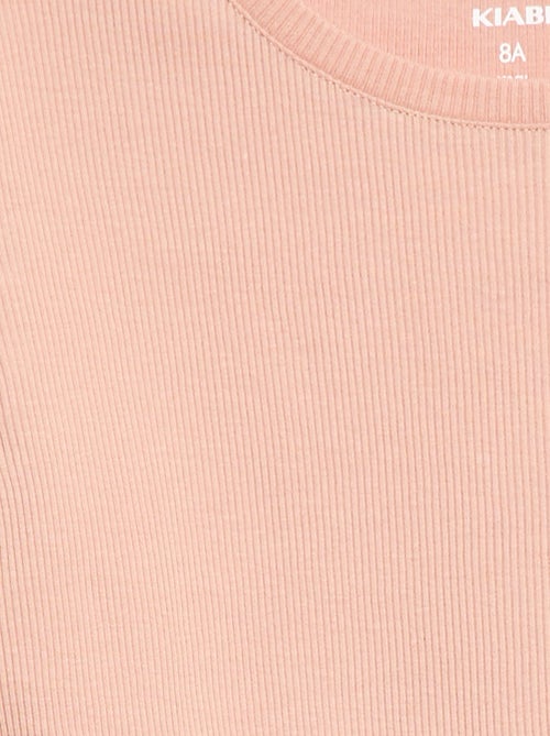 Ruffle-sleeved ribbed T-shirt - Kiabi