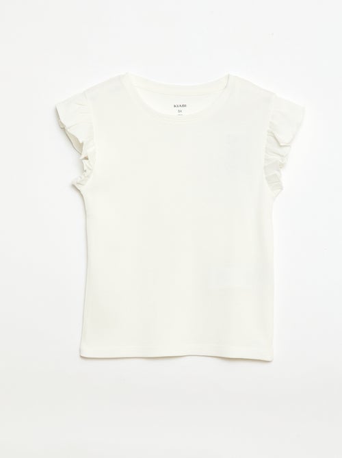 Ruffle-sleeved ribbed T-shirt - Kiabi