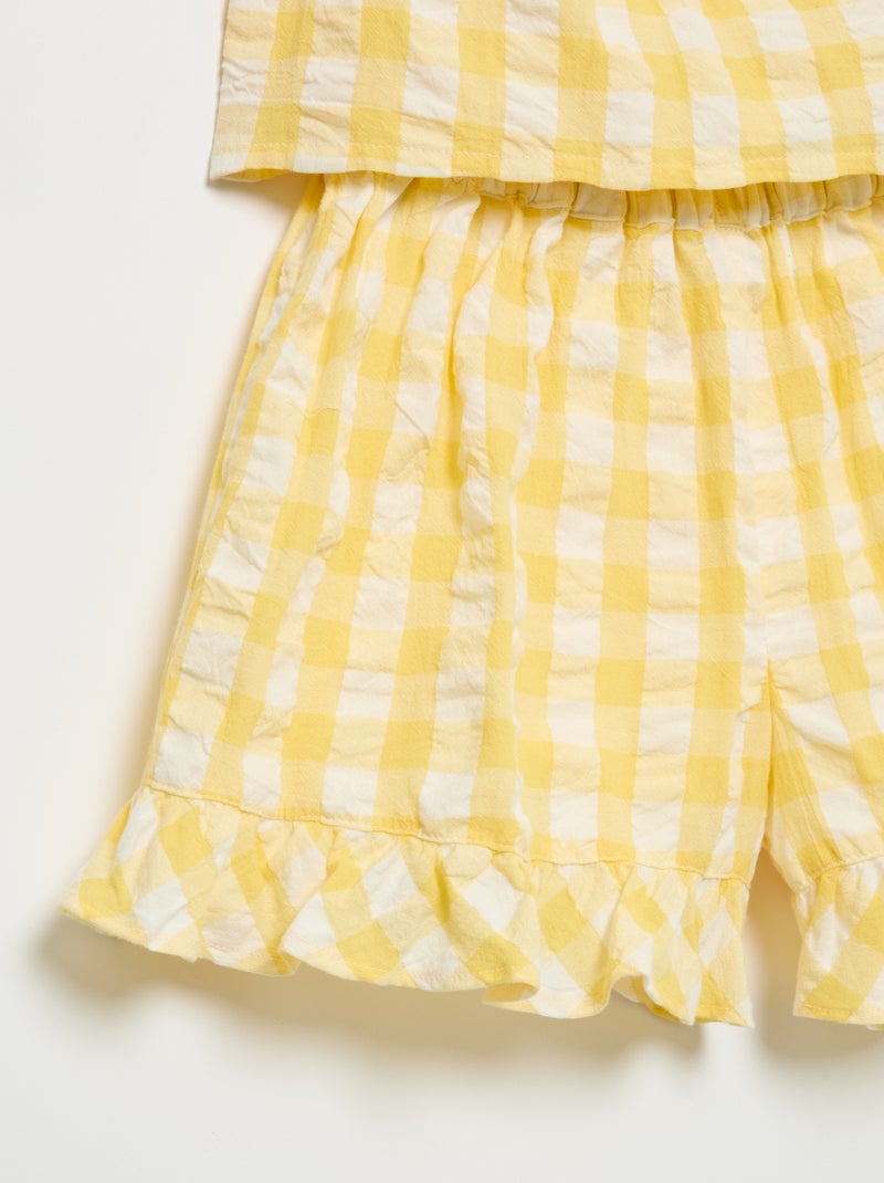 Ruffled 2-piece blouse and shorts set Yellow - Kiabi