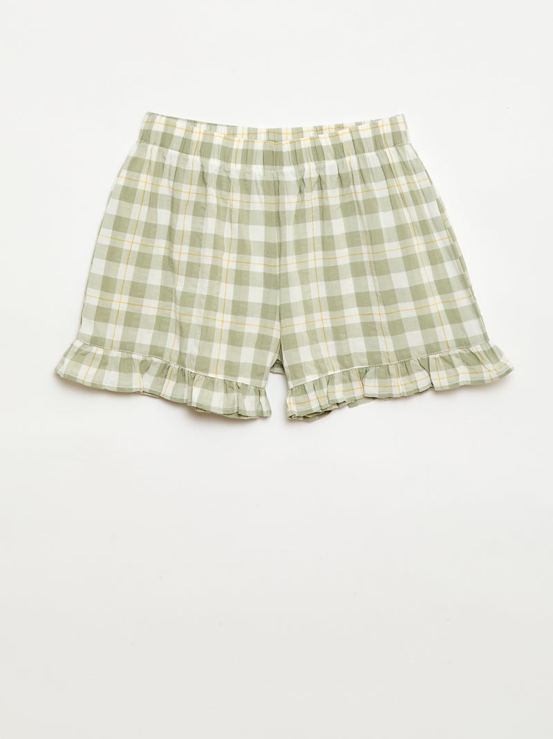 Ruffled 2-piece short pyjamas Green - Kiabi