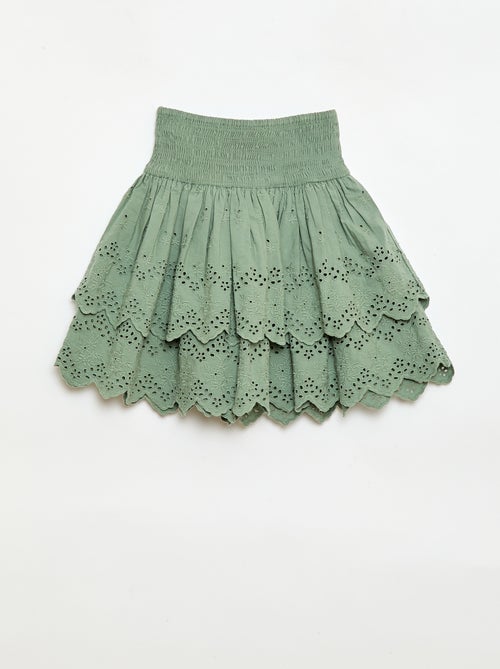 Ruffled and Broderie Anglaise Skirt - Kiabi