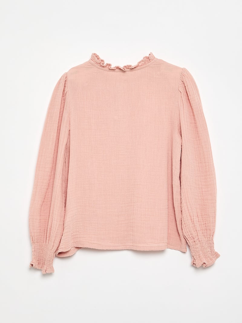 Ruffled Collar Blouse Pink - Kiabi