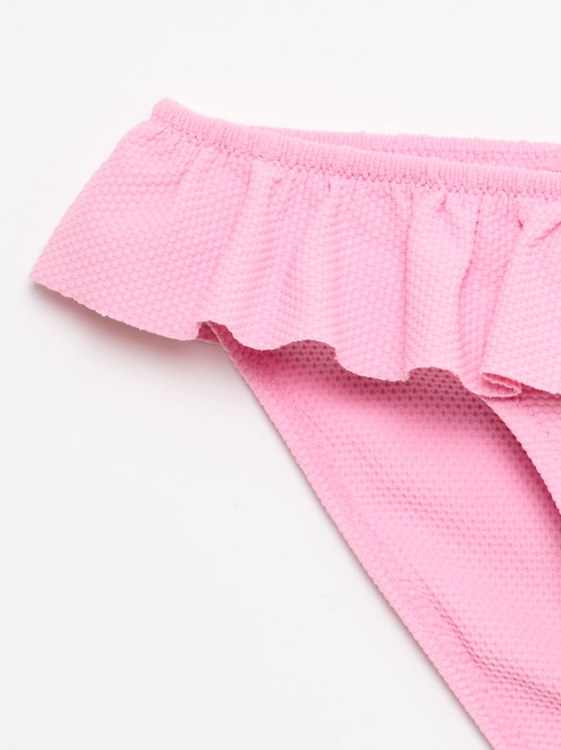 Ruffled Knit Swimsuit - 2 Piece Pink - Kiabi