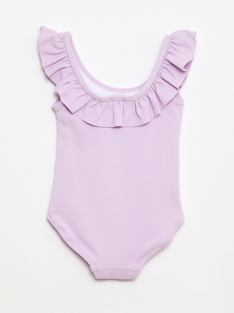 Ruffled One-Piece Swimsuit Purple - Kiabi