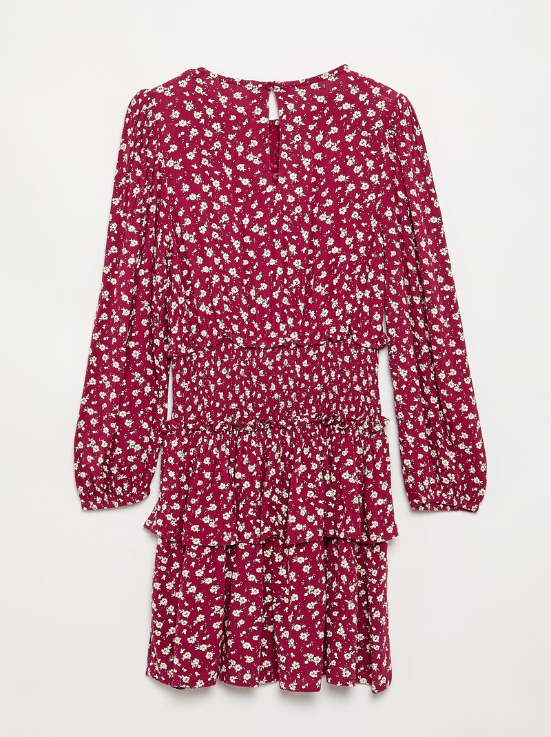 Ruffled printed dress Red - Kiabi