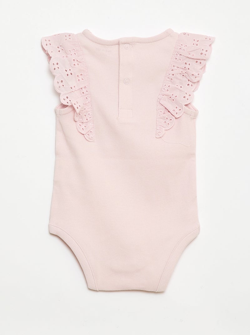 Ruffled short-sleeved bodysuit Pink - Kiabi