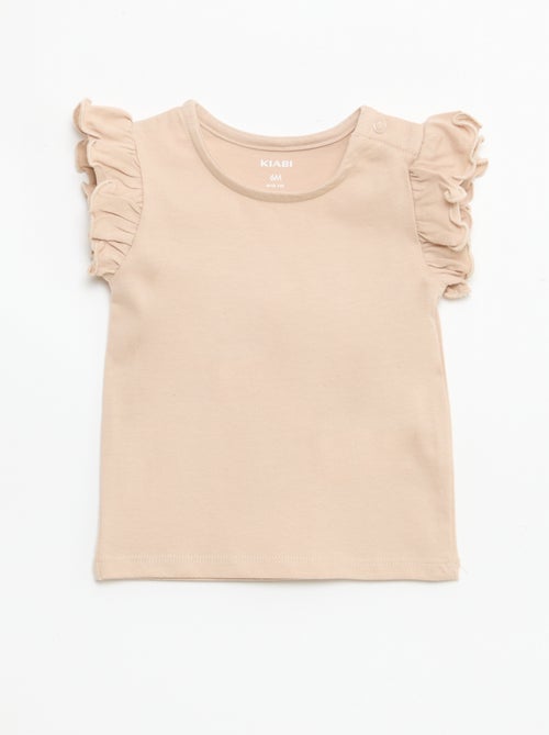Ruffled short-sleeved jersey T-shirt - Kiabi