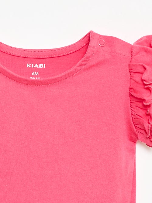 Ruffled short-sleeved jersey T-shirt - Kiabi