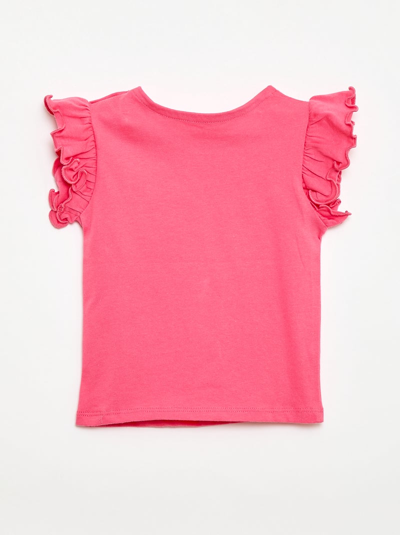Ruffled short-sleeved jersey T-shirt Pink - Kiabi
