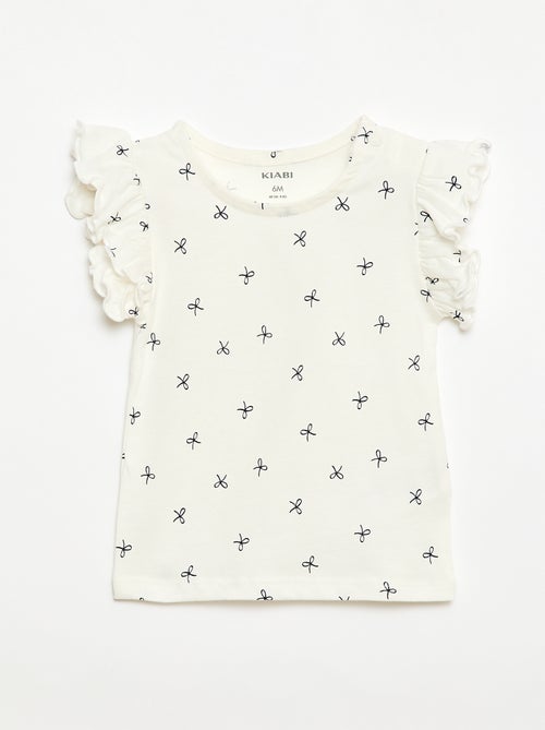 Ruffled short-sleeved jersey T-shirt - Kiabi