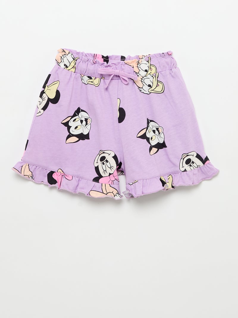 Ruffled shorts + \'Disney\' T-shirt set Purple - Kiabi