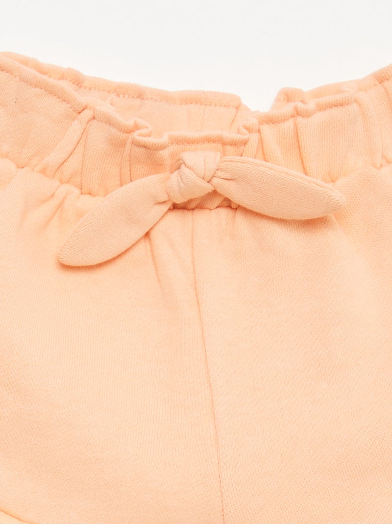 Ruffled shorts with waist tie Orange - Kiabi