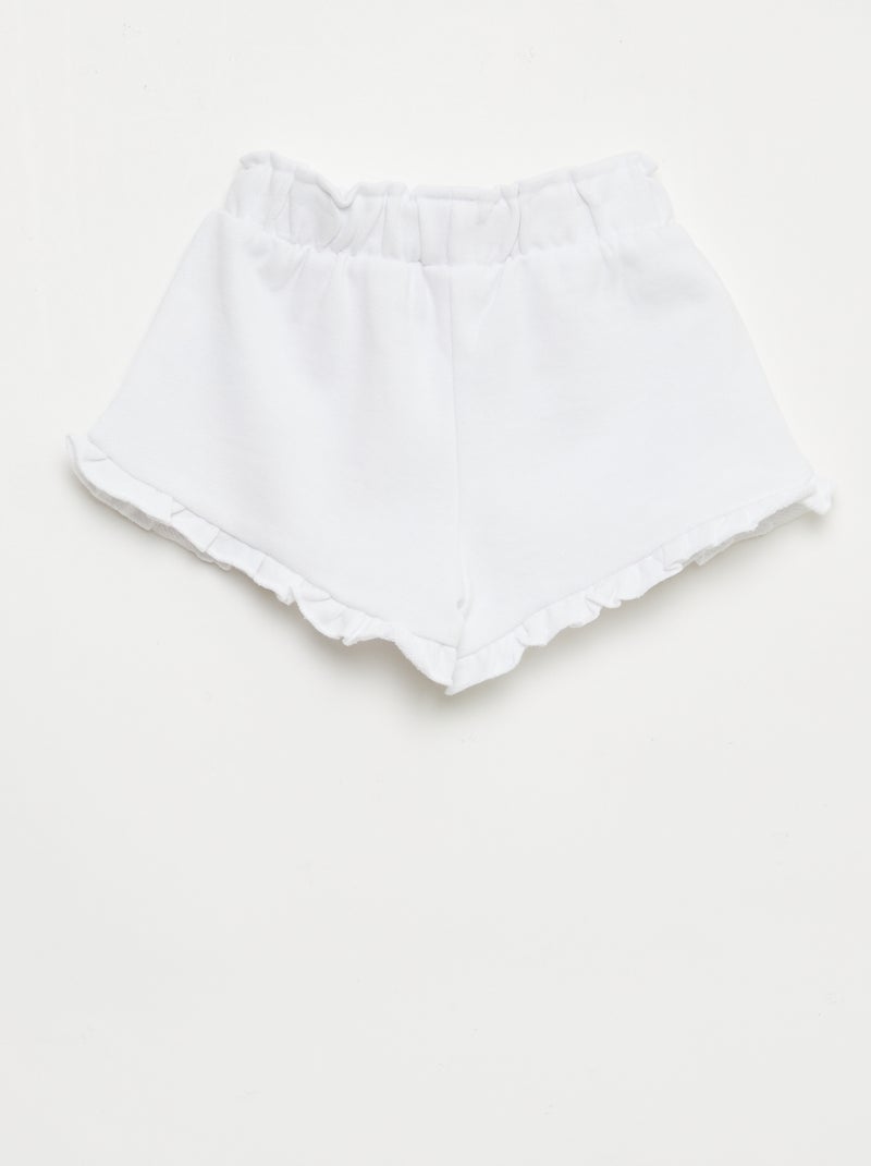 Ruffled shorts with waist tie White - Kiabi