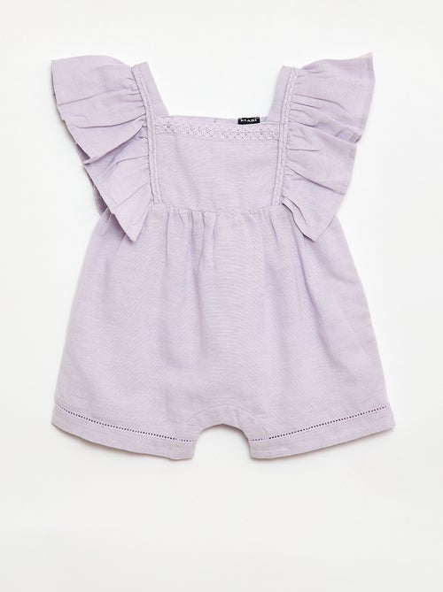 Ruffled Sleeve Short Romper - Kiabi