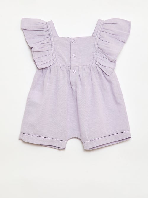Ruffled Sleeve Short Romper - Kiabi