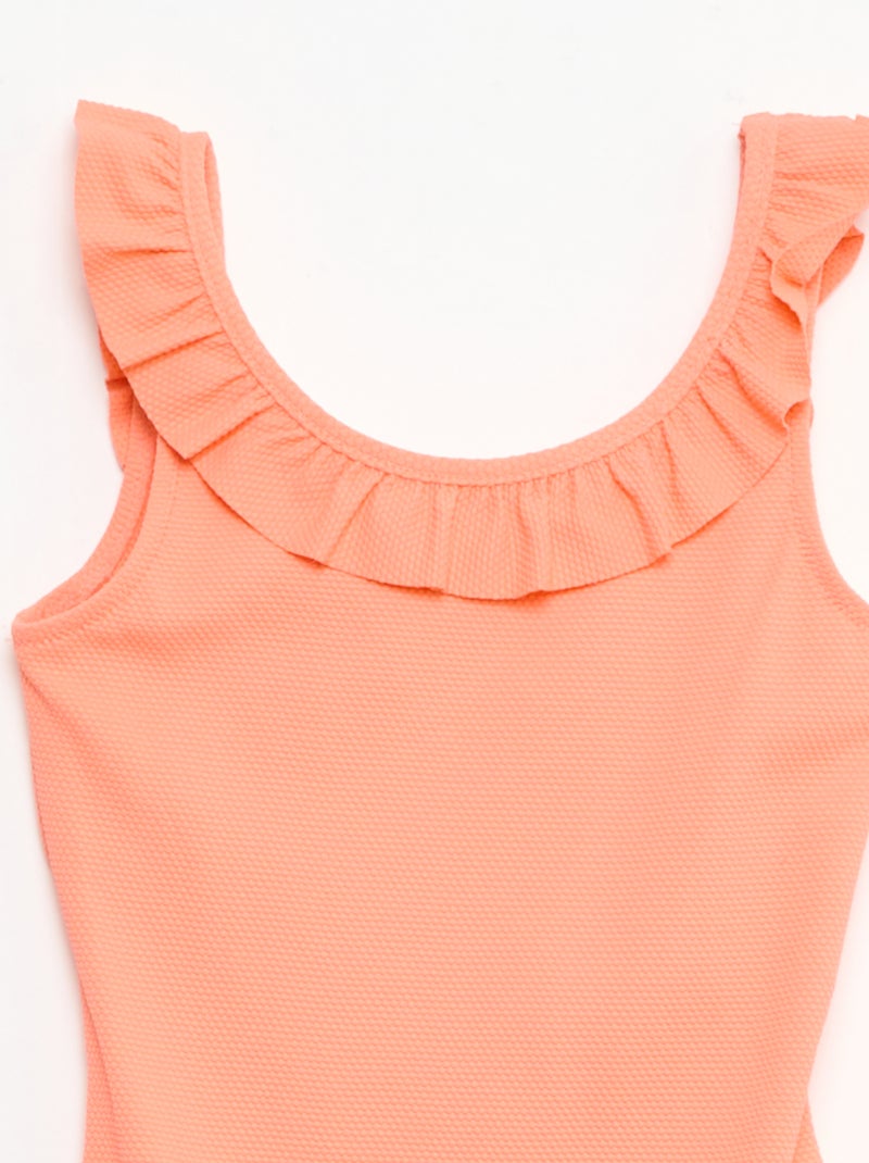 Ruffled Solid Swimsuit Orange - Kiabi