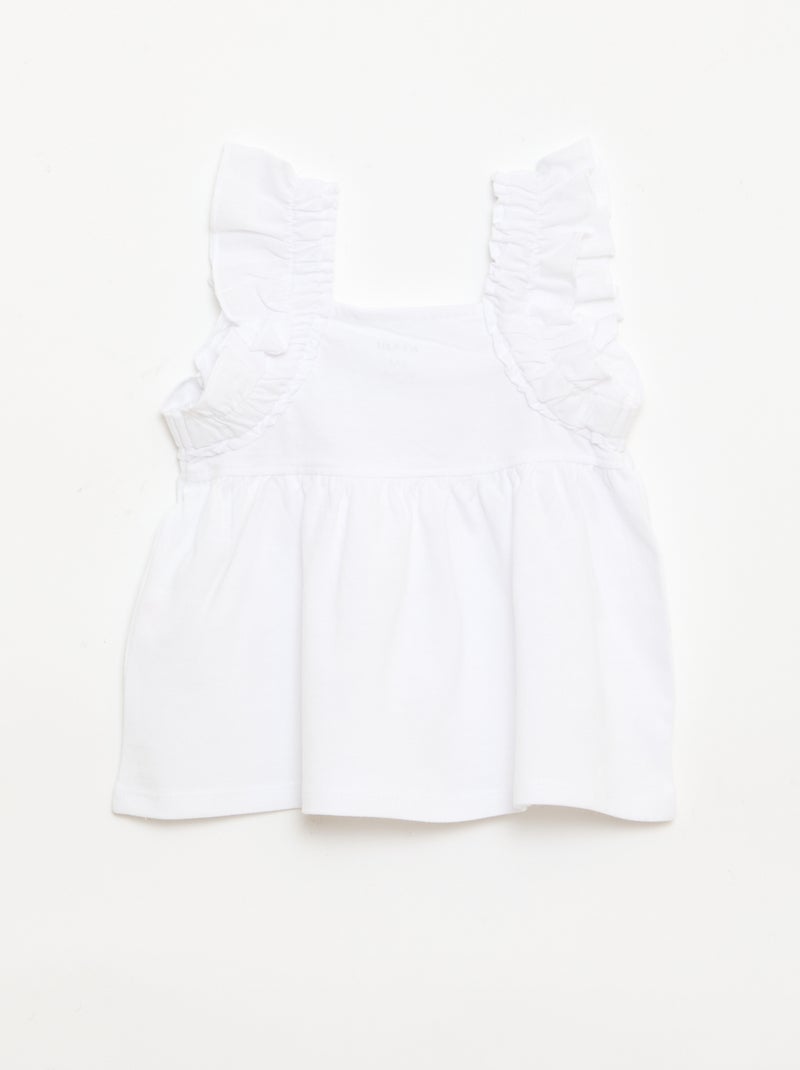 Ruffled Strappy T-shirt White - Kiabi