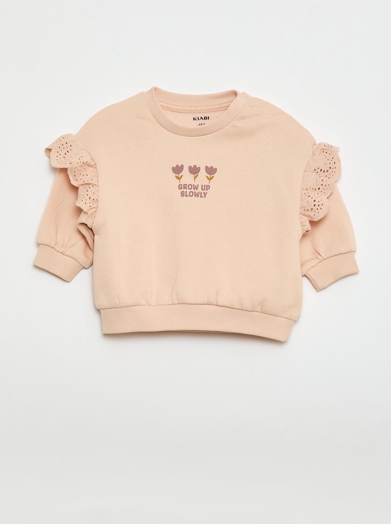 Ruffled Sweatshirt + Pants Jogging Set - 2 Pieces Pink - Kiabi