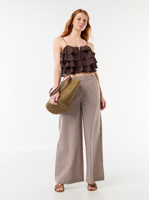 Ruffled tank top with thin straps - Kiabi