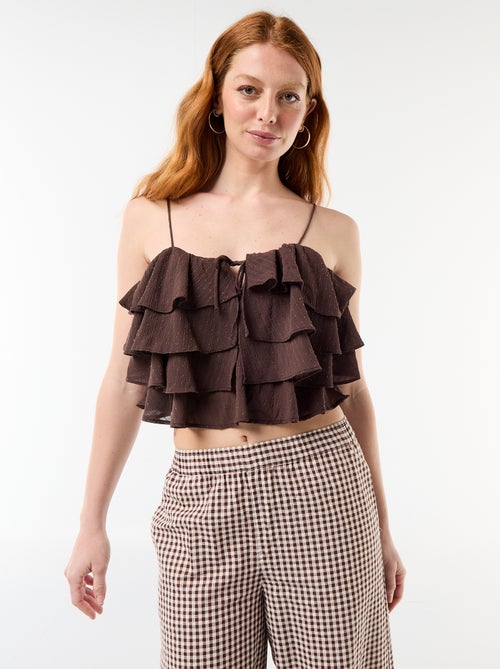 Ruffled tank top with thin straps - Kiabi