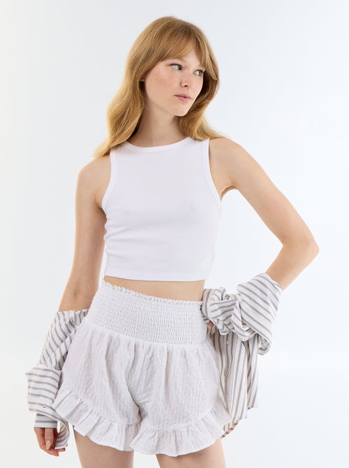 Ruffled Textured Knit Shorts - Kiabi