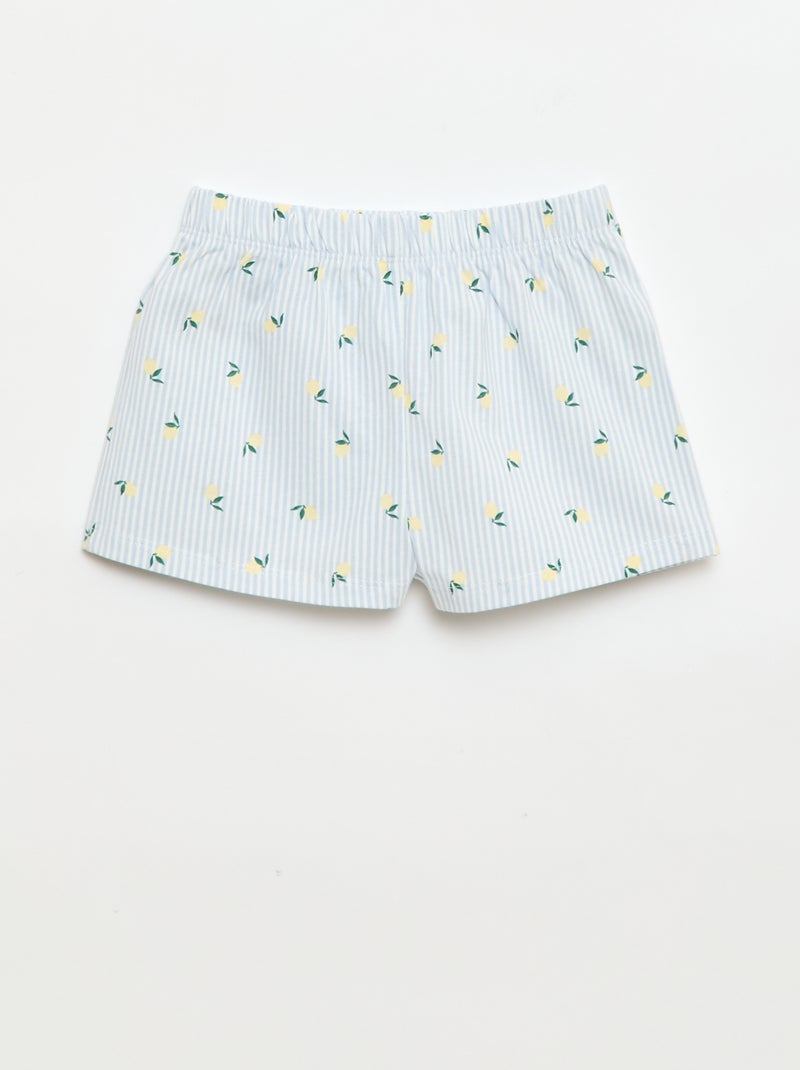 Ruffled Top & Shorts Short Pajama Set - 2 Piece Blue - Kiabi