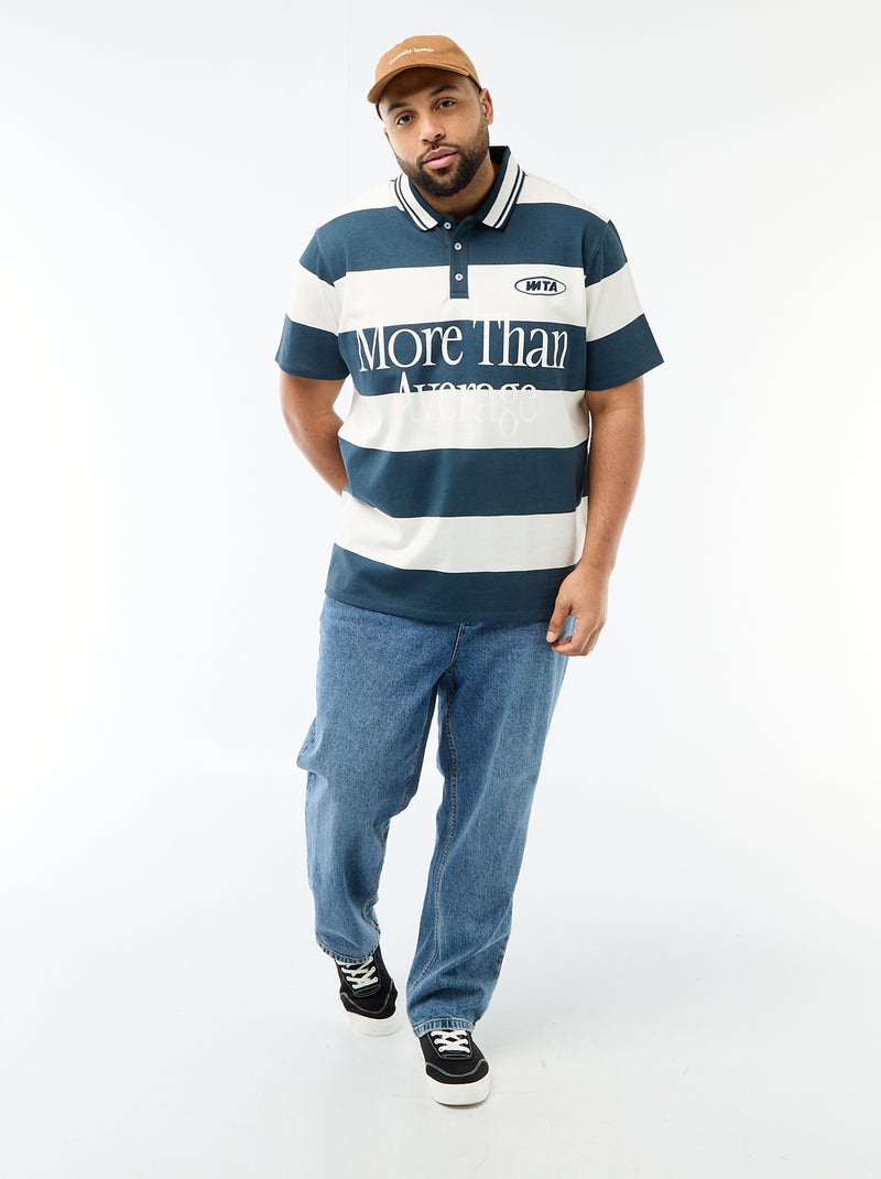 Rugby Style Short-Sleeve Polo Shirt Blue - Kiabi