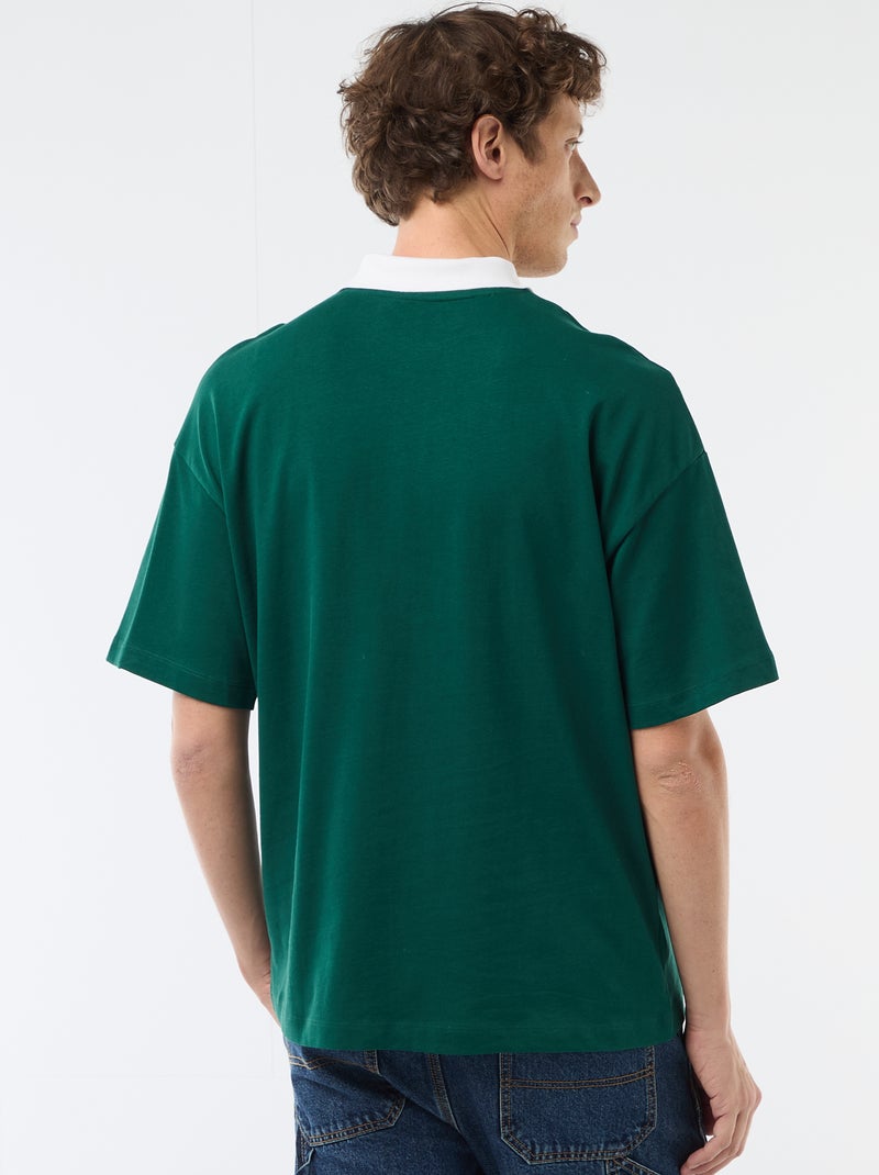 Rugby Style Short Sleeve Polo Shirt Green - Kiabi