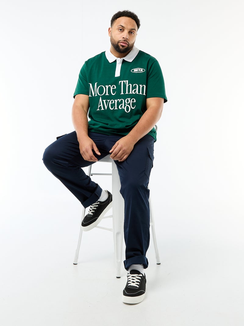 Rugby Style Short-Sleeve Polo Shirt Green - Kiabi