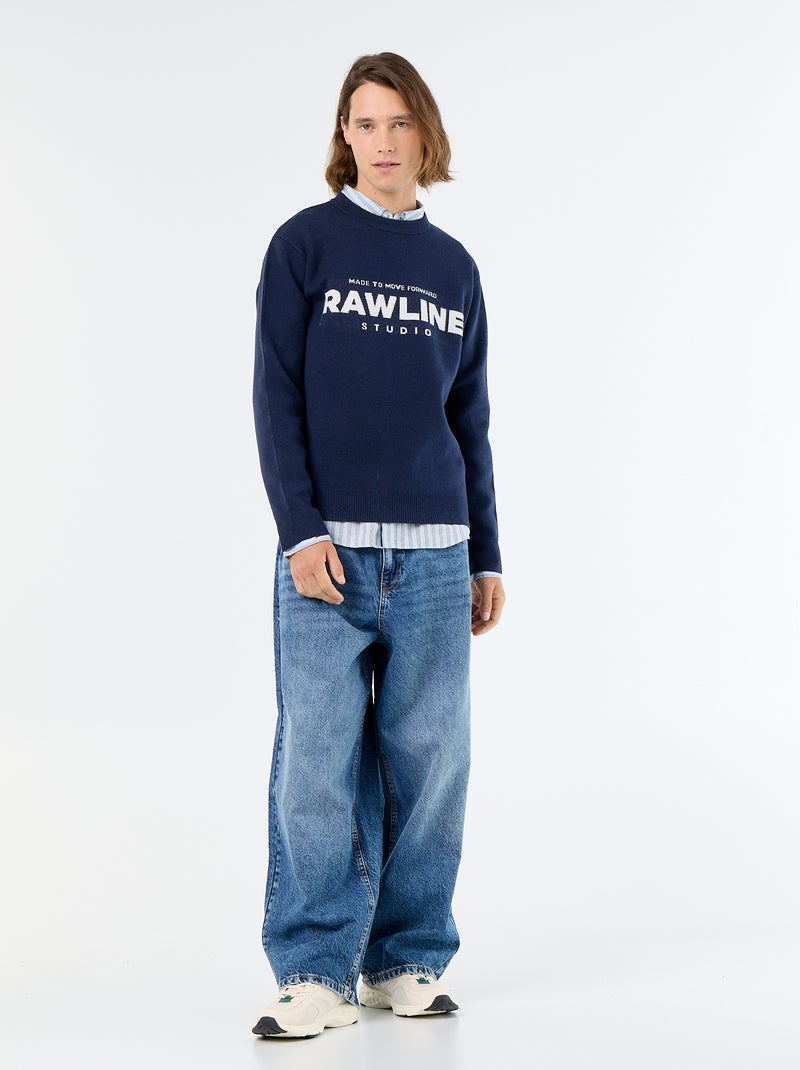 Rundhals-Pullover mit Aufdruck Weiß - Kiabi