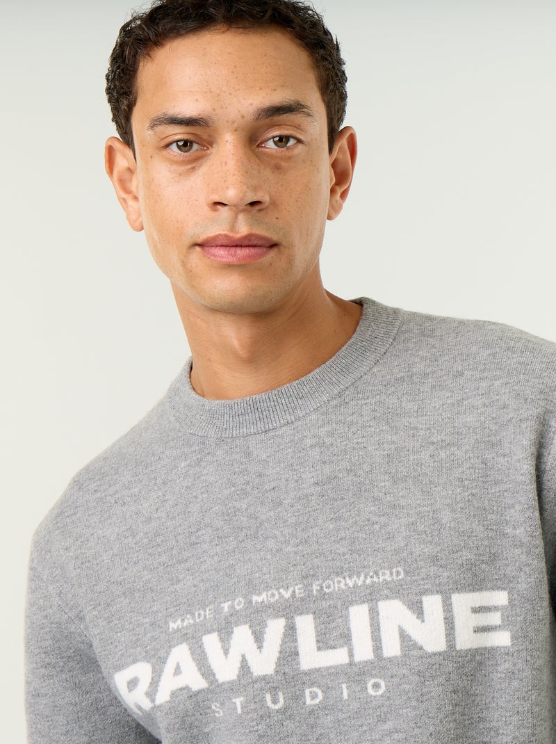 Rundhals-Pullover mit Aufdruck Weiß - Kiabi