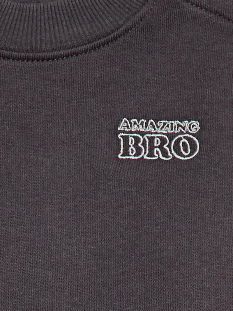 Rundhals-Sweatshirt "Brother and Sister" Grau - Kiabi