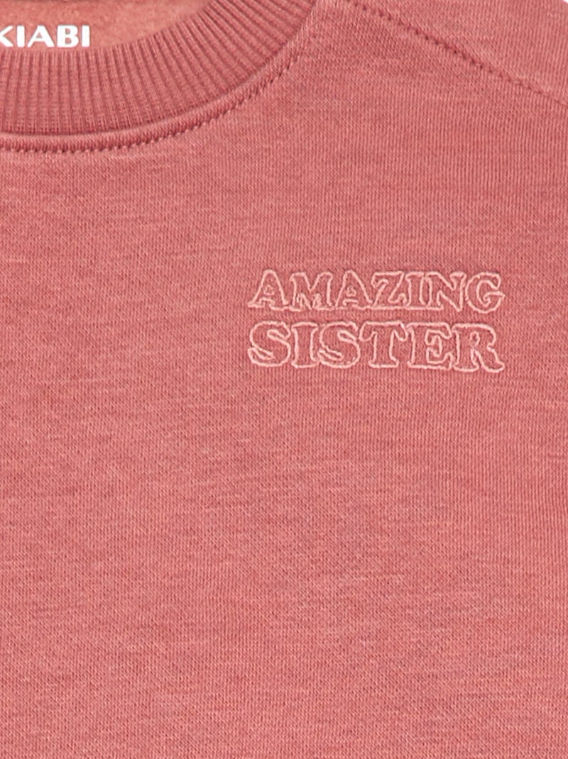 Rundhals-Sweatshirt "Brother & Sister" Rosa - Kiabi