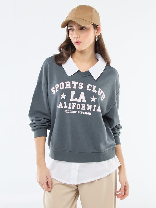 Rundhals-Sweatshirt im 'Campus'-Look - Kiabi