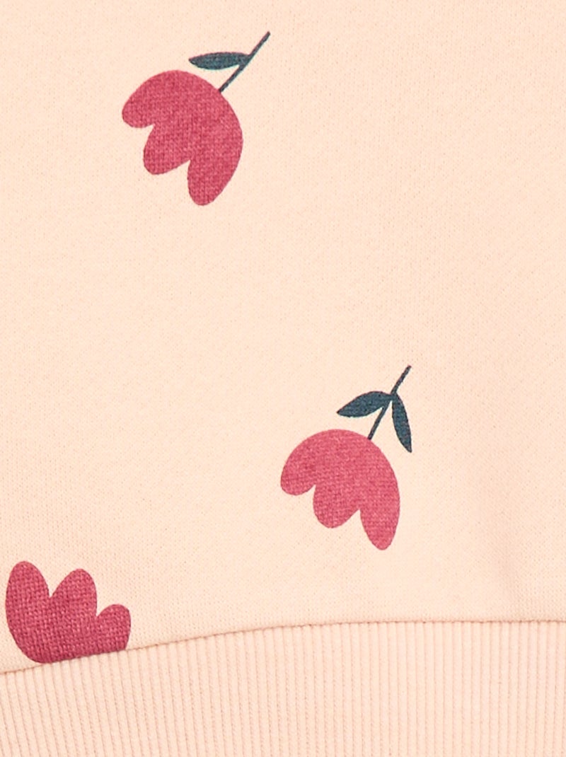 Rundhals-Sweatshirt mit Aufdruck Rosa - Kiabi