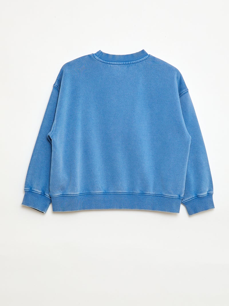 Rundhals-Sweatshirt mit Print Blau - Kiabi