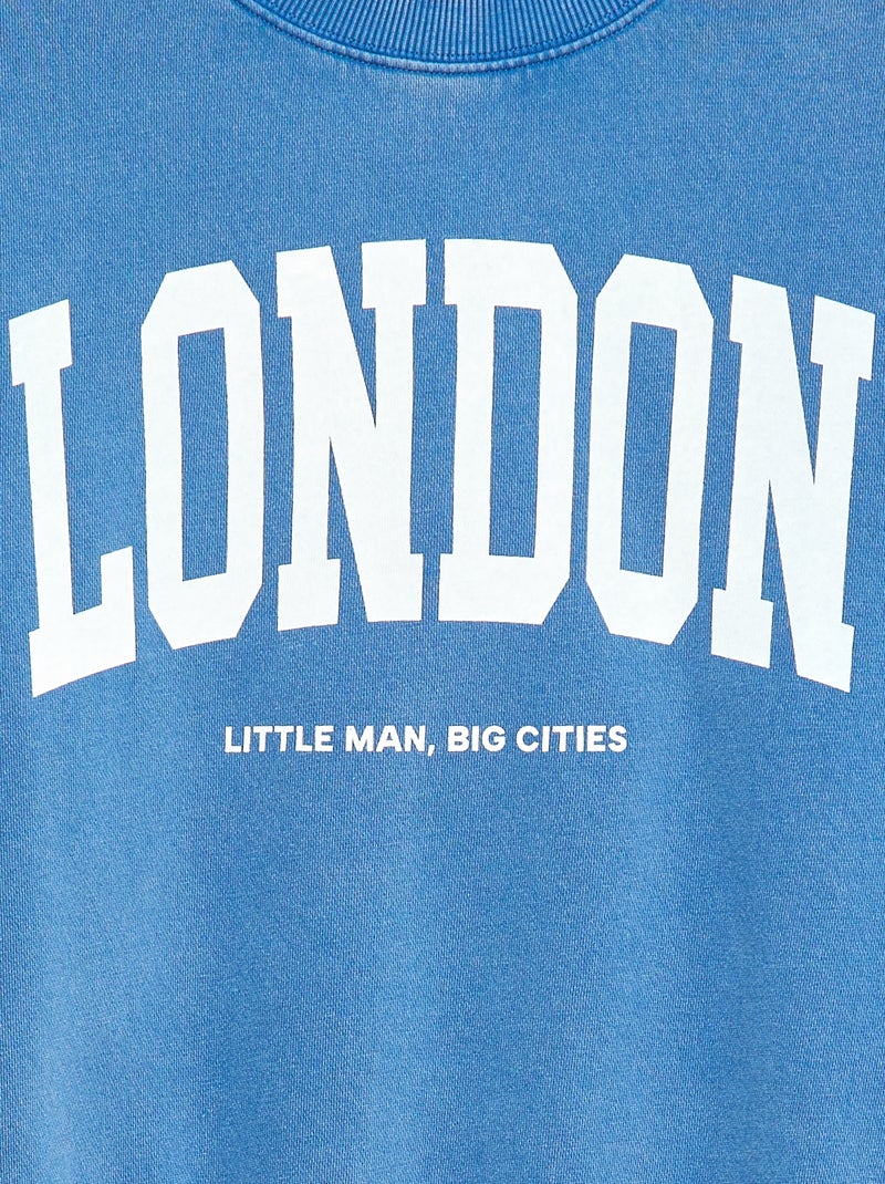 Rundhals-Sweatshirt mit Print Blau - Kiabi