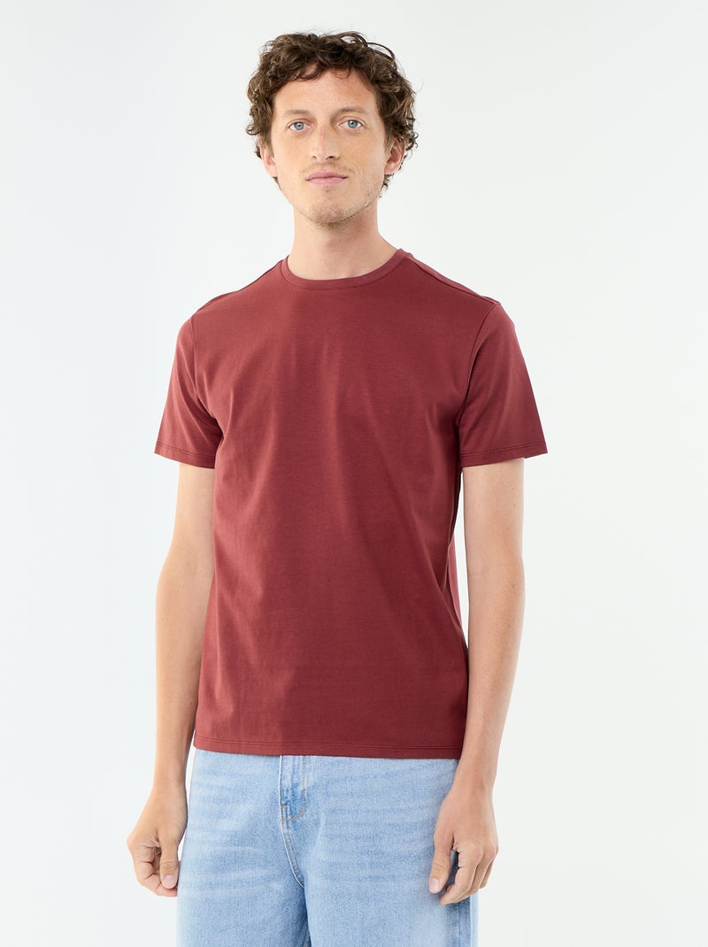 Rundhals-T-Shirt aus Baumwolle – Tough Cotton™ Rot - Kiabi