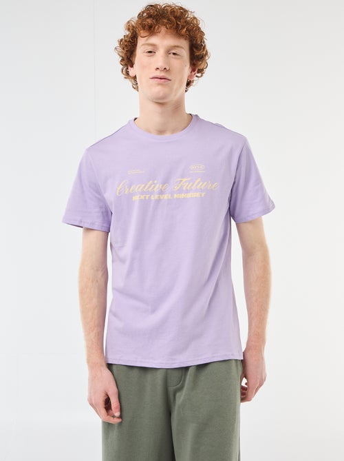 Rundhals-T-Shirt mit Print aus Baumwolle - Kiabi